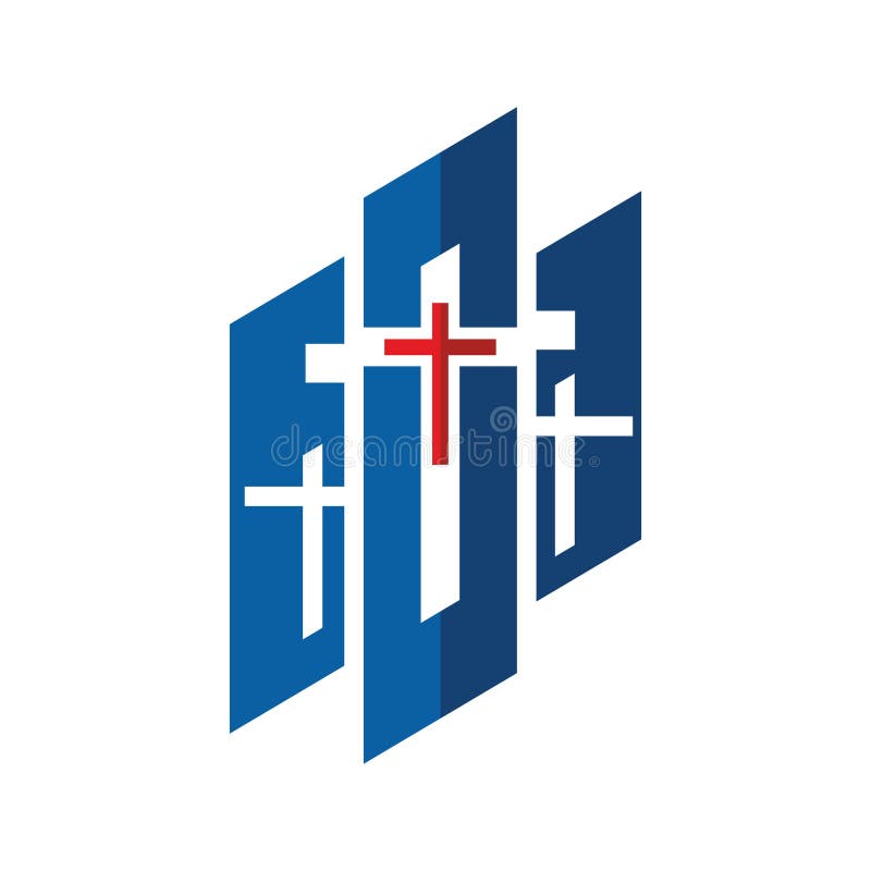 Church logo. Christian symbols. Cross of Jesus and graphic design elements