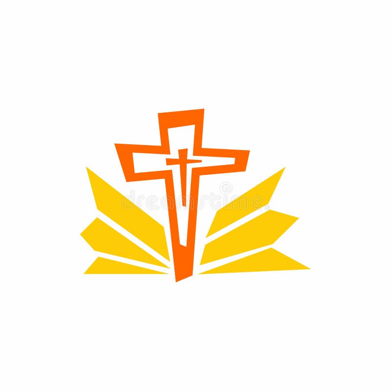 Church logo. Cristian symbols. The Cross of Jesus and the Rays.