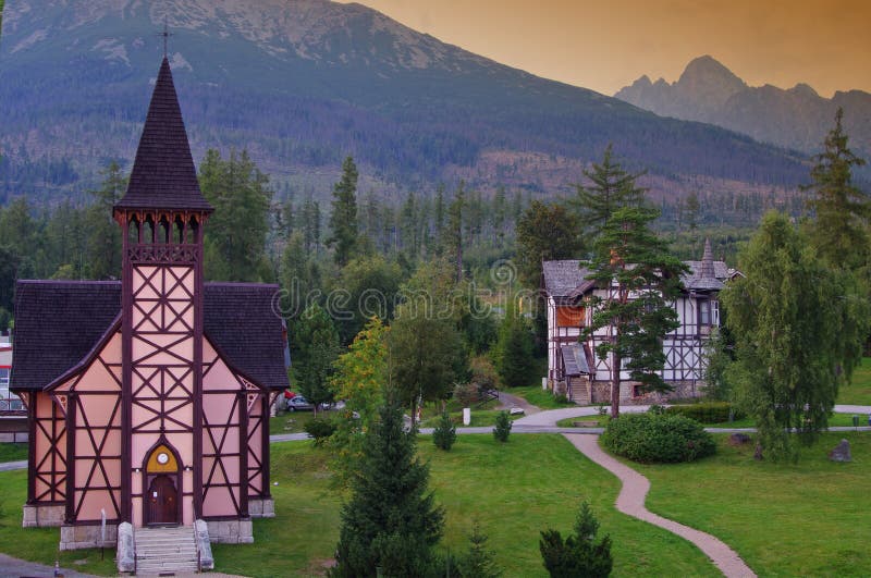 Church in mountain village of Stary Smokovec