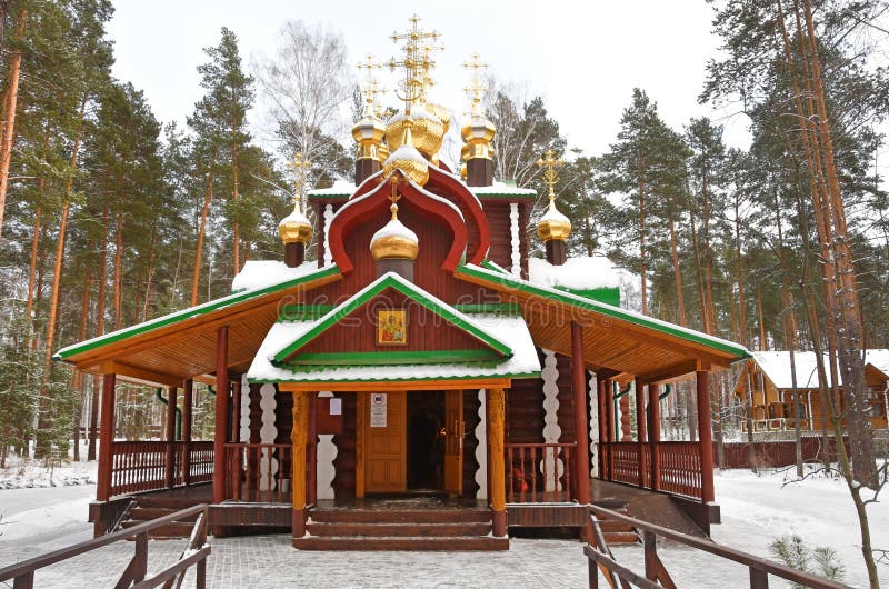 The Church in the name of Saint Nicholas, of Myra in Lycia the Wonderworker in the Temple complex Ganina Yama in winter. Rossia, E