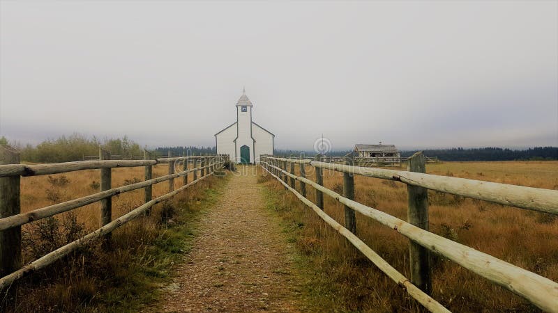 Church in Native Americans Reservation Area in Canada Stock Photo