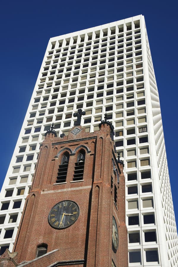Church and Office Tower royalty free stock image Church and Office Tower royalty free stock image