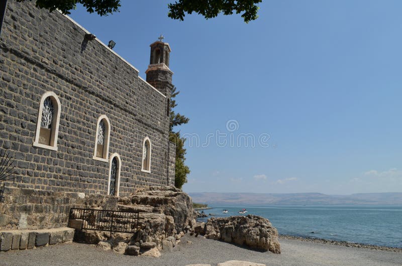 The Church of the Primacy of St. Peter Stock Image Image of kinneret