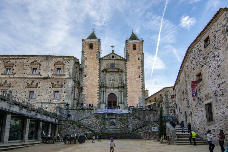 Church of San Francisco Javier in Caceres city in Extremadura region, Spain royalty free stock photography Church of San Francisco Javier in Caceres city in Extremadura region, Spain royalty free stock photography