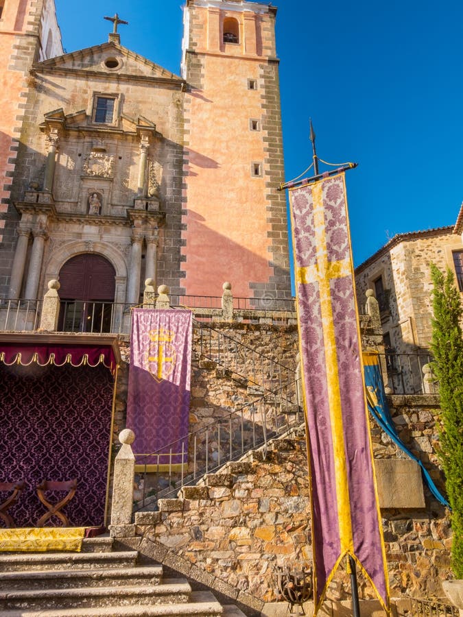 Church of San Francisco Javier. Square of St. George. Caceres stock photography Church of San Francisco Javier. Square of St. George. Caceres stock photography