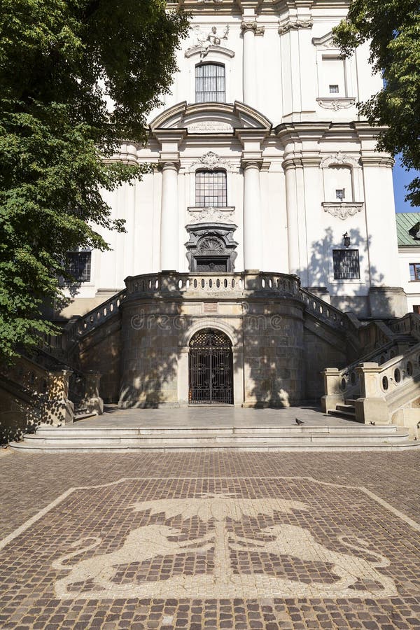 Church on Skalka with coat of arms of the Pauline Order, Krakow, Poland