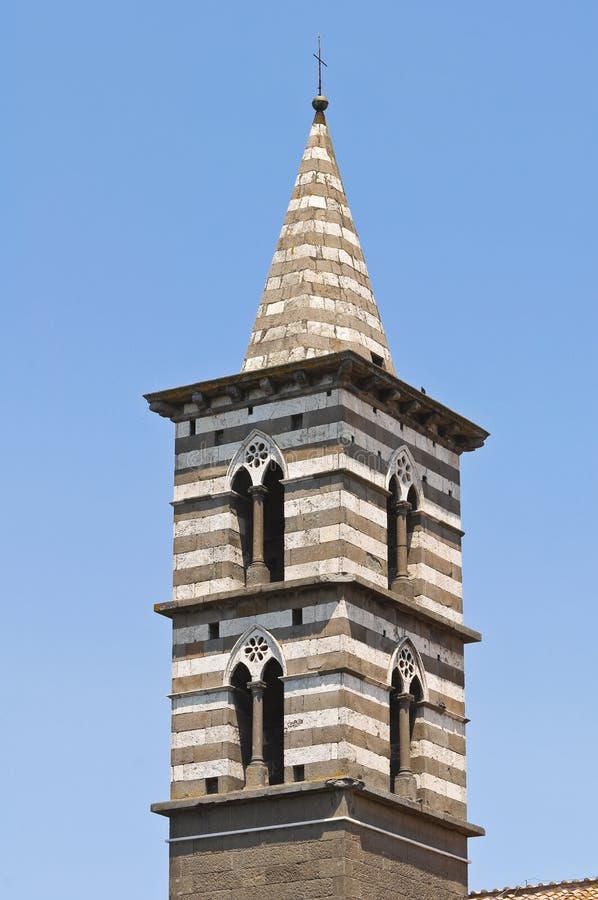Church of St. Giovanni Battista. Viterbo. Lazio. I. Belltower of the Church of St. Giovanni Battista. Viterbo. Lazio. Italy royalty free stock photography Church of St. Giovanni Battista. Viterbo. Lazio. I. Belltower of the Church of St. Giovanni Battista. Viterbo. Lazio. Italy royalty free stock photography