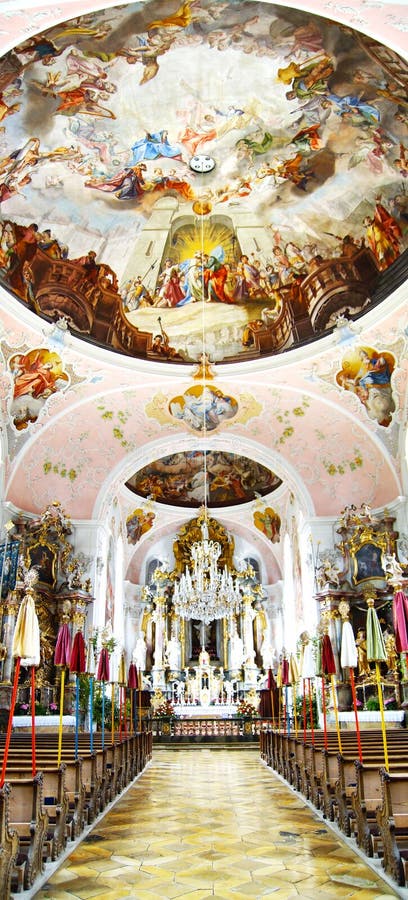 Interior of the Church at Oberammergau. Germany. Interior of the Church at Oberammergau. Germany