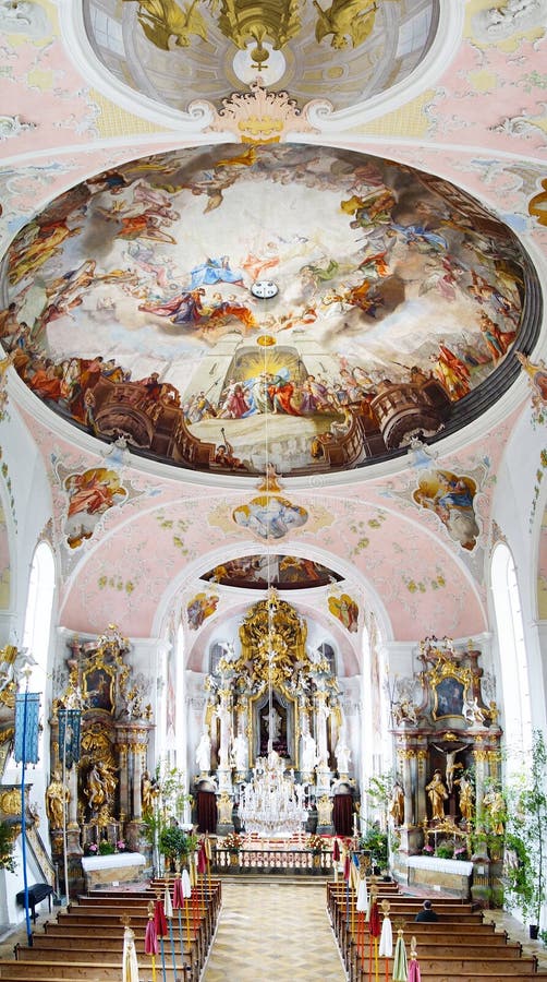 Interior of the Church at Oberammergau. Germany. Interior of the Church at Oberammergau. Germany