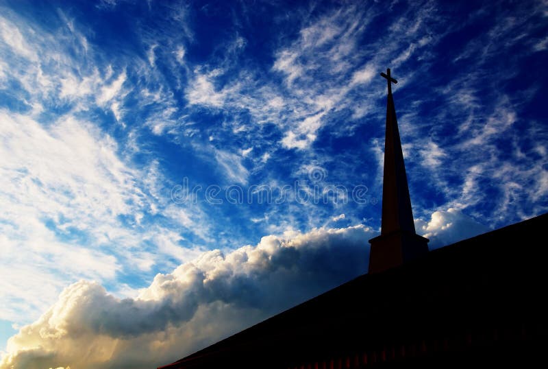 Church Steeple against a cloudy sky 02