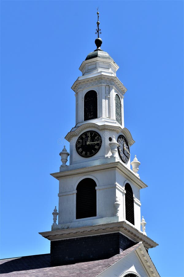Church steeple, located in Town of Peterborough, Hillsborough County, New Hampshire, United States royalty free stock photos Church steeple, located in Town of Peterborough, Hillsborough County, New Hampshire, United States royalty free stock photos
