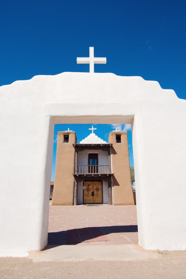 Church in Taos stock image. Image of mexico, white, gate 28579363