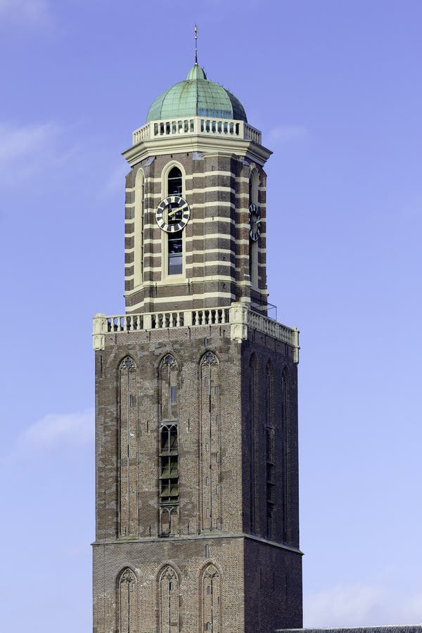 Church tower of Zwolle stock photos