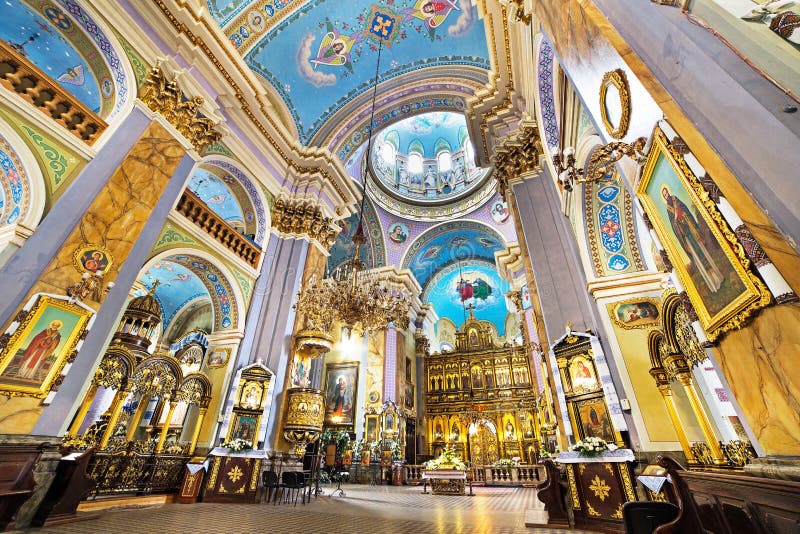 Church of transfiguration in lviv ukraine stock image