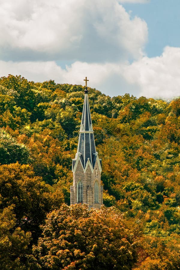 A Lovely Church Steeple Rising Amid the Trees