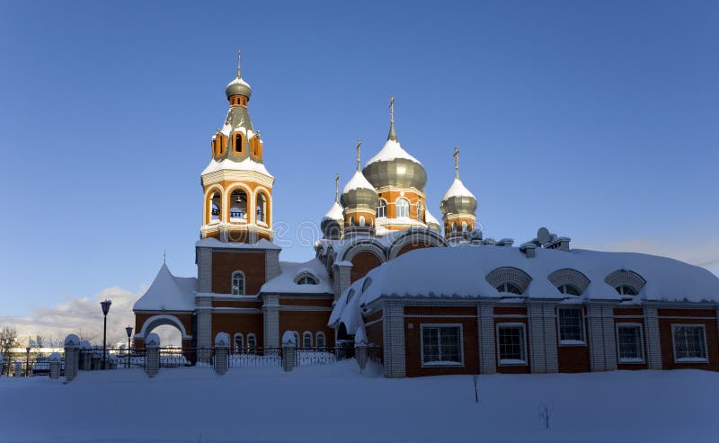 Church in winter sunrise