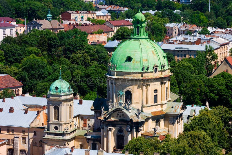 Churches in Lviv, Ukraine stock photo
