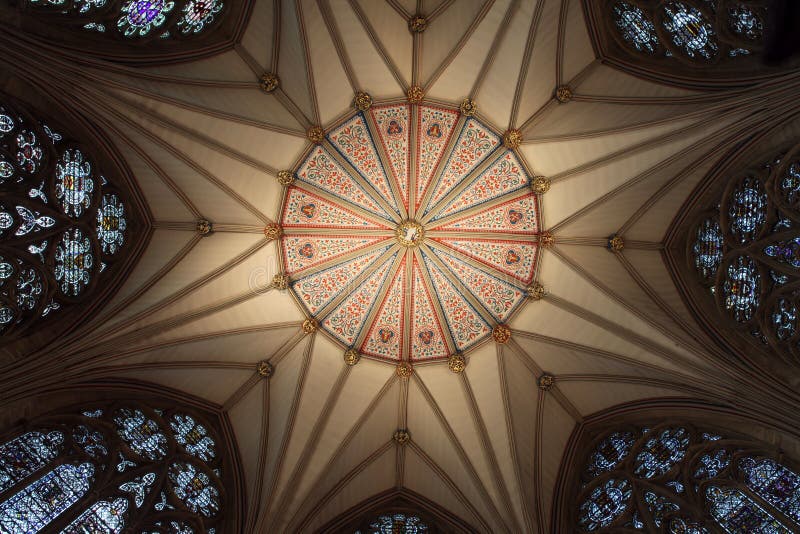 Churh interior, york minster ornate ceiling