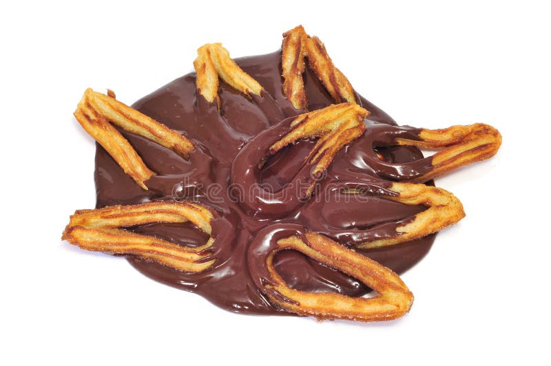 Churros with chocolate stock image