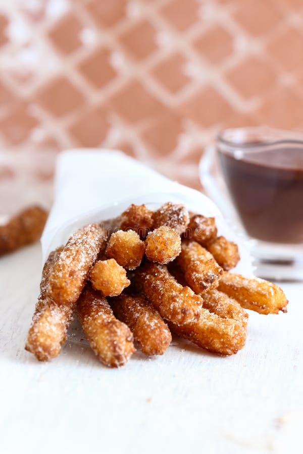 Churros with Chocolate royalty free stock photo