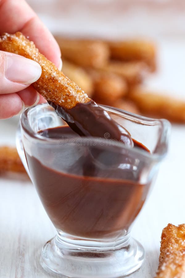 Churros with Chocolate royalty free stock photo