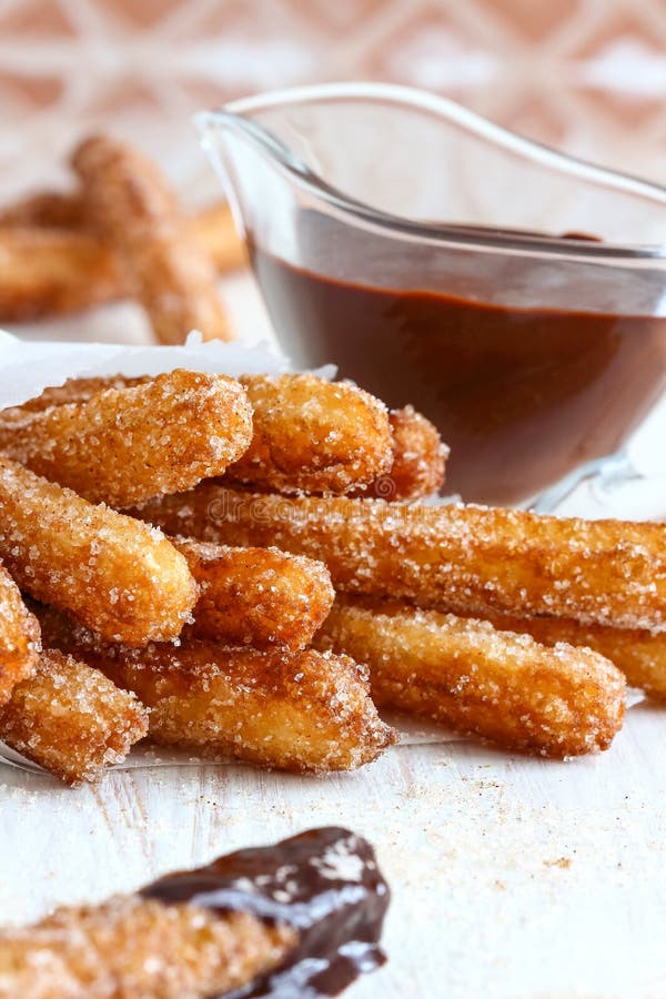 Churros with Chocolate royalty free stock photo