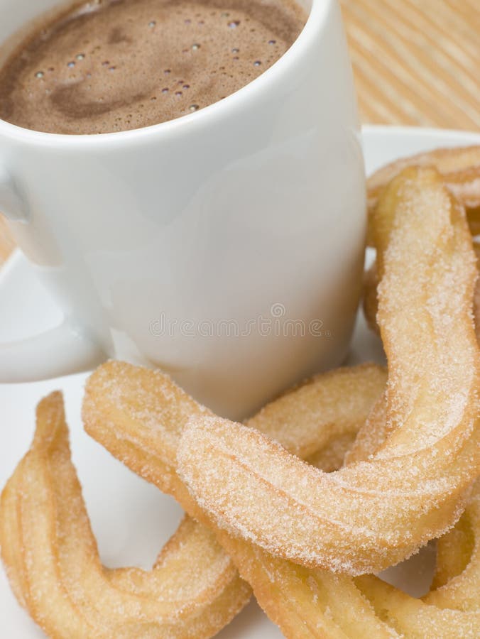 Churros and Hot Chocolate royalty free stock photo