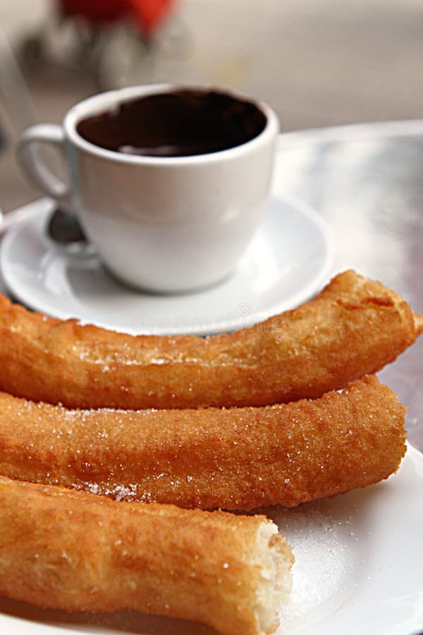 Churros y chocolate royalty free stock photos