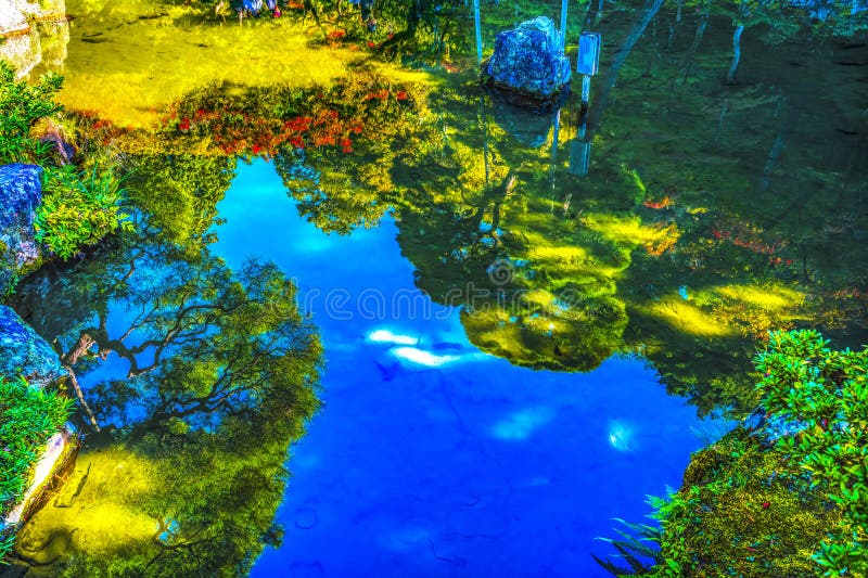 Chute feuilles jardin ginkakuji pavillon argent temple bouddhiste kyoto japon photos stock