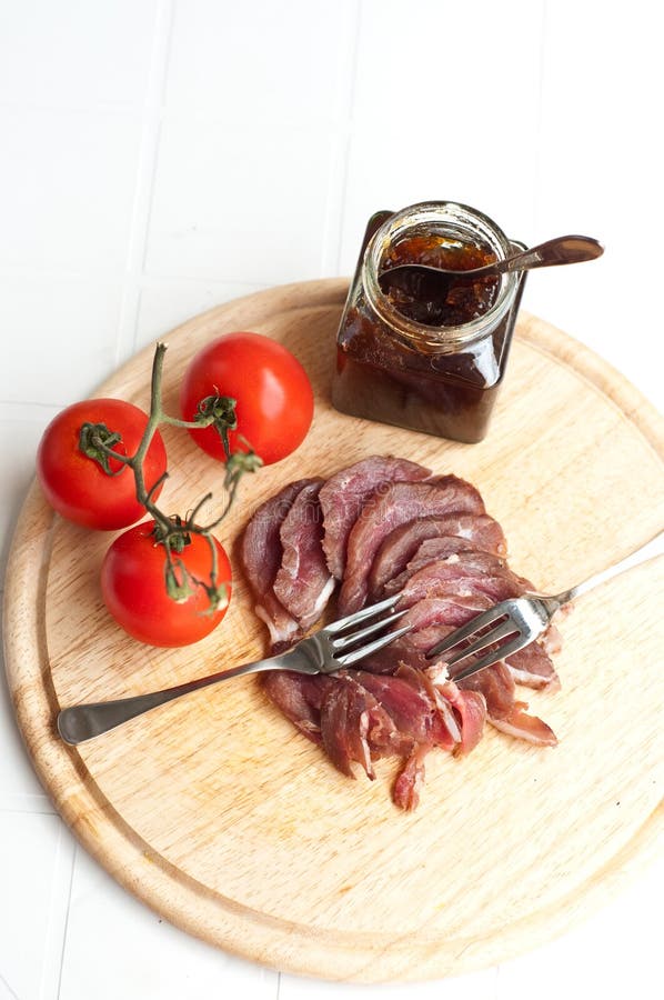 Chutney στηθών κρεμμύδι παπιών πο&upsilon στοκ φωτογραφία με δικαίωμα ελεύθερης χρήσης