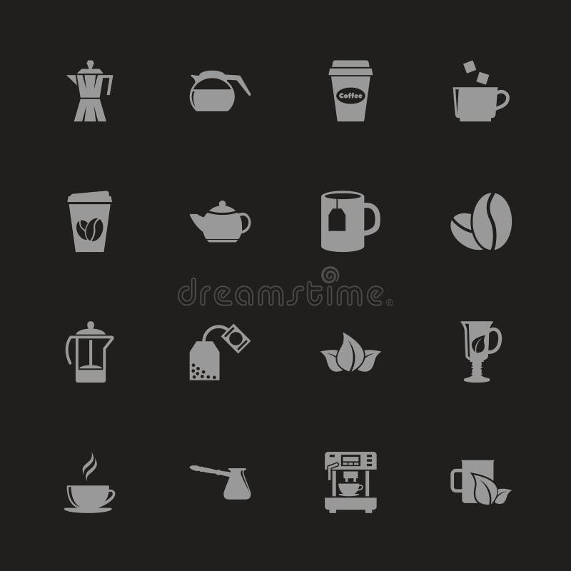 Ícones Vetoriais Chapados de Chá e Café ilustração stock