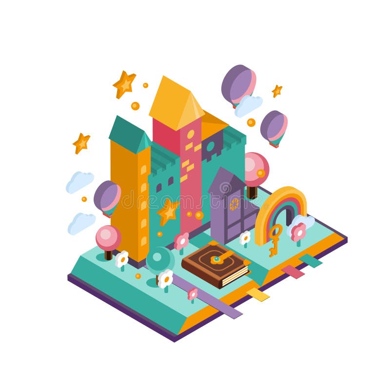 Château coloré Illustration isométrique illustration de vecteur Château coloré Illustration isométrique illustration de vecteur