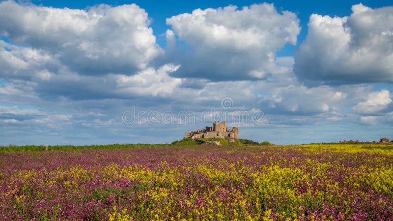 Château de Bamburgh sur la côte du Northumberland, Angleterre images stock Château de Bamburgh sur la côte du Northumberland, Angleterre images stock