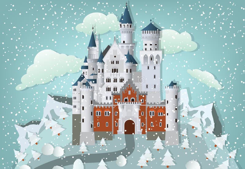 Château de conte de fées en hiver