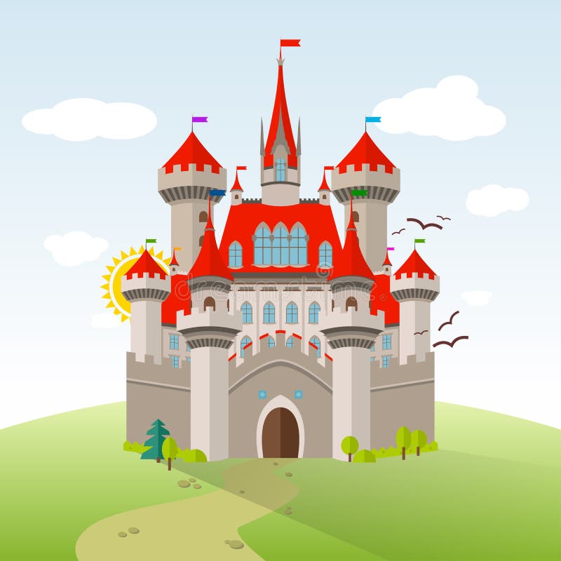 Château de conte de fées Illustration d'enfant d'imagination de vecteur illustration libre de droits Château de conte de fées Illustration d'enfant d'imagination de vecteur illustration libre de droits