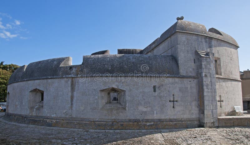 A view of Portland Castle in Dorset, England. Built by Henry VIII to defence Weymouth, this small circular castle remains virtually intact. A view of Portland Castle in Dorset, England. Built by Henry VIII to defence Weymouth, this small circular castle remains virtually intact.