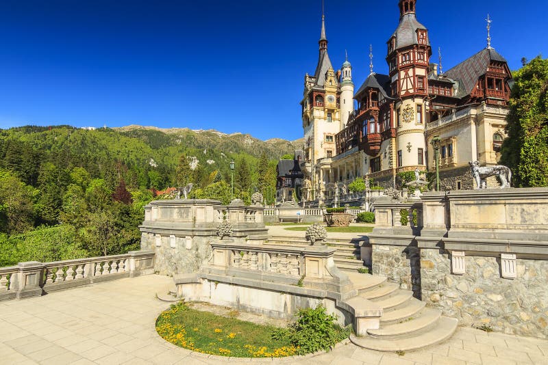 Luxury museum and artistic garden,Peles Castle,Sinaia,Romania. Luxury museum and artistic garden,Peles Castle,Sinaia,Romania