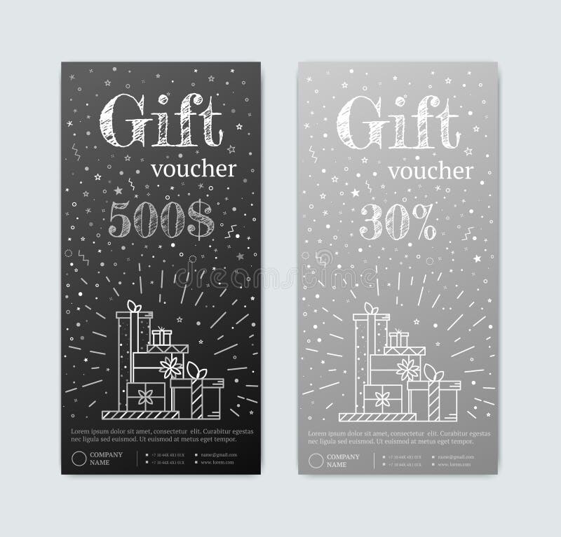 Chèque-cadeaux avec des cadeaux illustration stock Chèque-cadeaux avec des cadeaux illustration stock