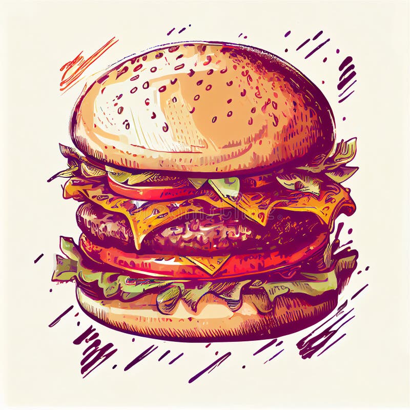 Chłodny, smaczny hamburger royalty ilustracja