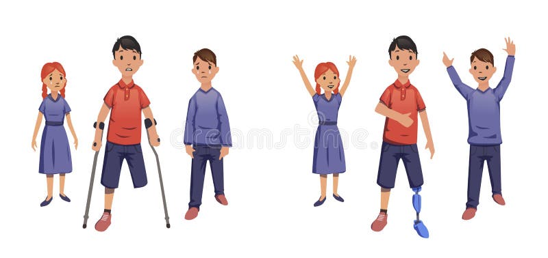 Chłopiec bez nóg Z szczudłami i prosthesis Wektorowa ilustracja odizolowywająca na biały tle ilustracja wektor Chłopiec bez nóg Z szczudłami i prosthesis Wektorowa ilustracja odizolowywająca na biały tle ilustracja wektor