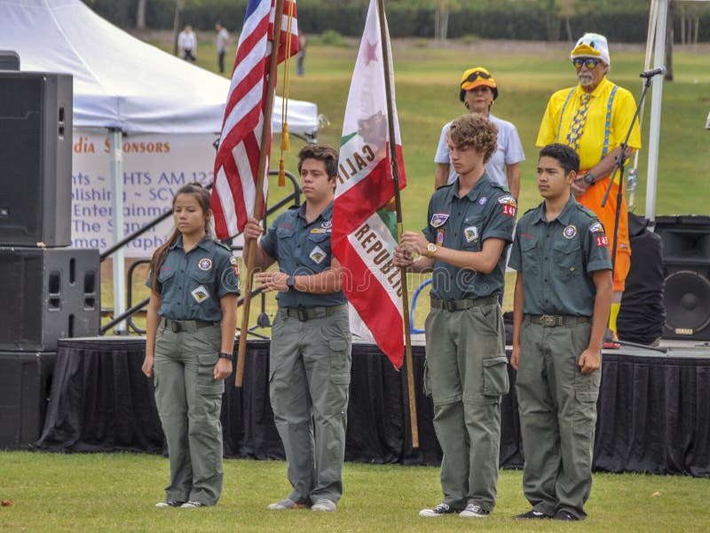 All stand at attention during the singing of the National Anthem during the opening of the 16th Rubber Ducky Festival. The annual fundraiser is sponsored by the Samuel Dixon Family Health Centers, to support the Center`s mission to provide primary health care services to unserved and underserved residents of Santa Clarita. California Participants adopt a duck on-line or at the free family festival for $5.00 per entry. Children can opt to decorate their ducks prior to the races. Several races occur throughout the day with over 5,000 rubber ducks racing down from a man made pond into a waterway to a chute, competing for one of the cash grand prizes of $2,000, $1,000 and $500. In addition to the rubber duck races, the festival includes a food court area, non-profit community partners, a stage and program filled with local talent and performers, and a Ã¢â‚¬Å“Kid ZoneÃ¢â‚¬Â area, complete with a rock climbing wall, face-painting, air bouncer, games,and other activities. All stand at attention during the singing of the National Anthem during the opening of the 16th Rubber Ducky Festival. The annual fundraiser is sponsored by the Samuel Dixon Family Health Centers, to support the Center`s mission to provide primary health care services to unserved and underserved residents of Santa Clarita. California Participants adopt a duck on-line or at the free family festival for $5.00 per entry. Children can opt to decorate their ducks prior to the races. Several races occur throughout the day with over 5,000 rubber ducks racing down from a man made pond into a waterway to a chute, competing for one of the cash grand prizes of $2,000, $1,000 and $500. In addition to the rubber duck races, the festival includes a food court area, non-profit community partners, a stage and program filled with local talent and performers, and a Ã¢â‚¬Å“Kid ZoneÃ¢â‚¬Â area, complete with a rock climbing wall, face-painting, air bouncer, games,and other activities.