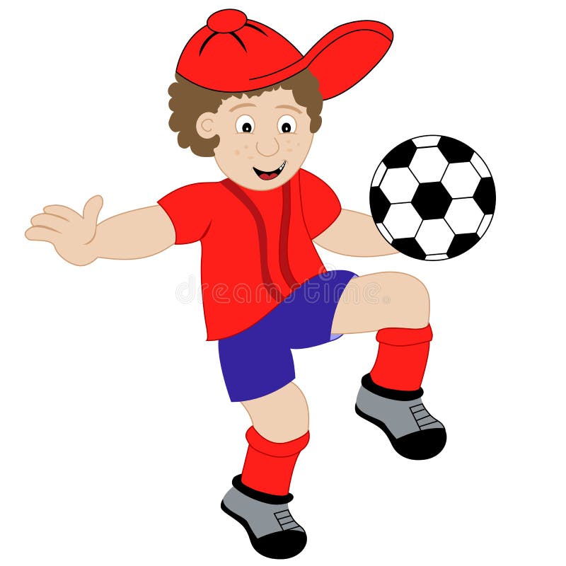 chłopiec kreskówki futbolowy bawić się royalty ilustracja chłopiec kreskówki futbolowy bawić się royalty ilustracja