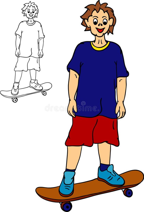 chłopiec skateboar idzie ilustracji chłopiec skateboar idzie ilustracji