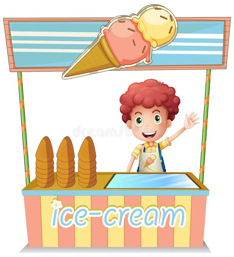 Chłopiec sprzedawania lody royalty ilustracja Chłopiec sprzedawania lody royalty ilustracja