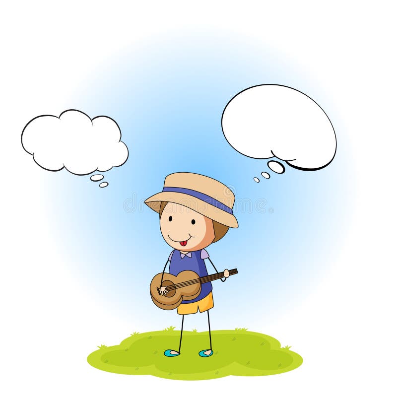 ChÅ‚opiec z dymkami na gitarze royalty ilustracja ChÅ‚opiec z dymkami na gitarze royalty ilustracja