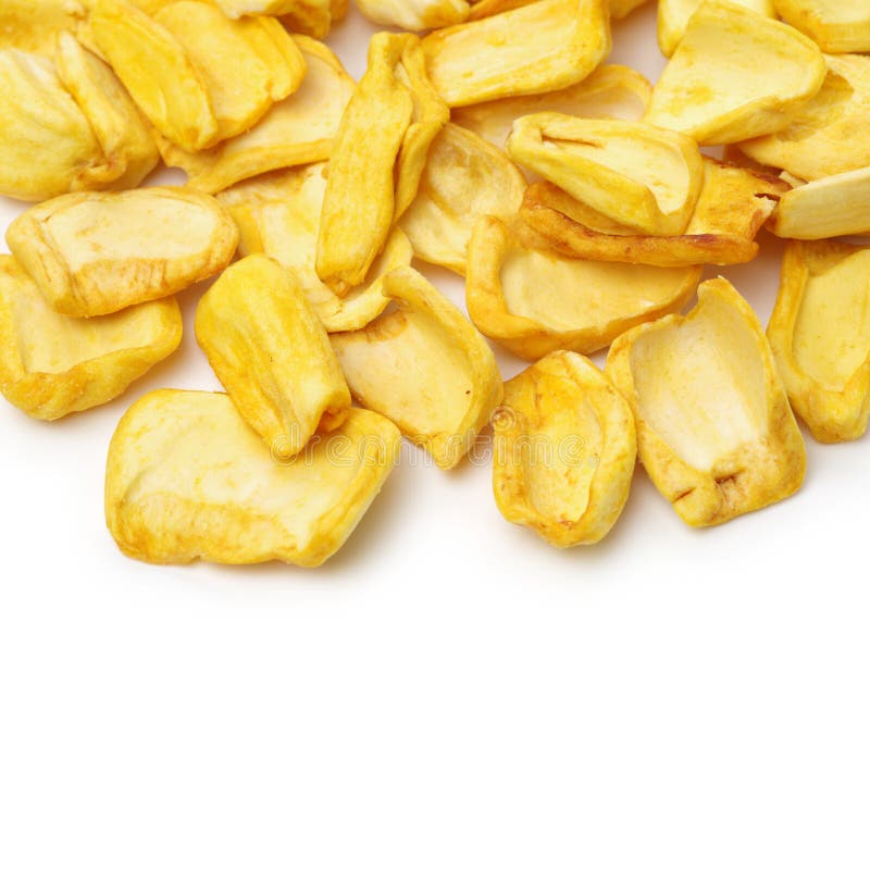 Ci? rrese para arriba de una pila de microprocesadores secados del jackfruit foto de archivo