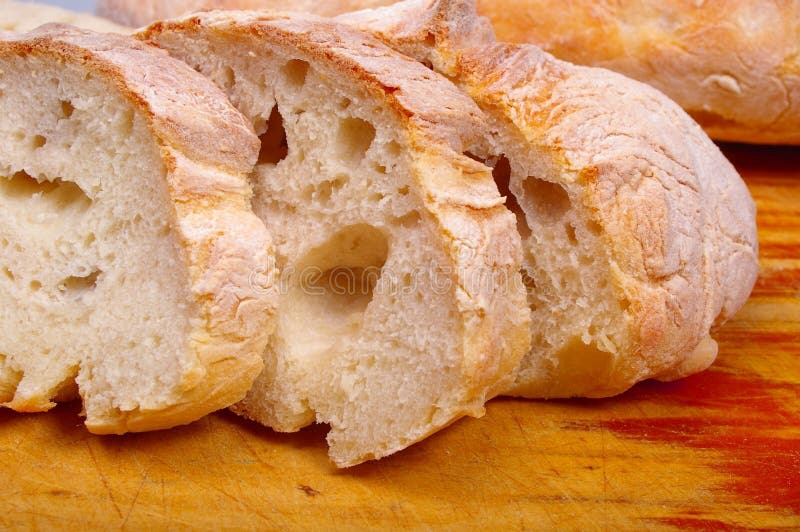 Ciabatta bread on board stock image. Image of flour, breakfast 12517031