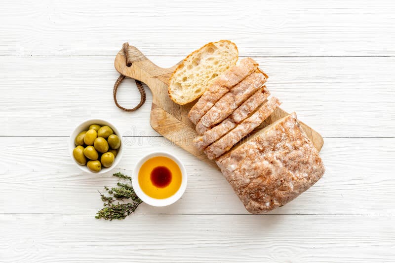 Bread with Olive Oil and Balsamic Vinegar. Italian Food Appetizer Stock