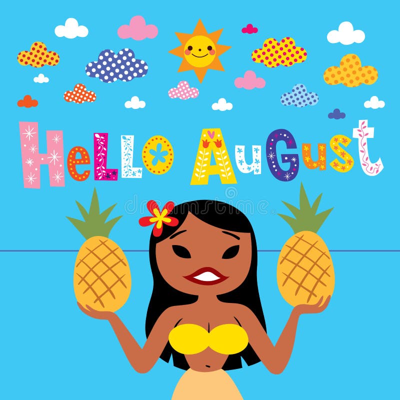 Ciao biglietto di auguri di agosto royalty illustrazione gratis