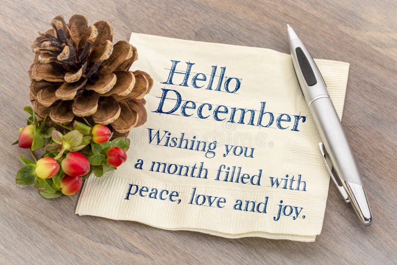 Ciao dicembre Augurandogli la pace, ami una gioia di d